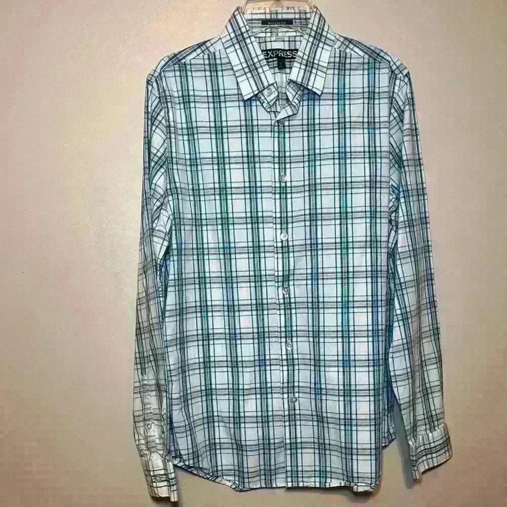 Express Fitted Mens Shirt Long Sleeve Button Up Multicolor Small-P  14-14 1/2